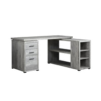 Monarch Specialties - 7421 Bureau - Faux Bois Gris En Coin Cote Droit/Gauche-Bureau d'ordinateur en forme de L à la mode avec rangement, doté d'une construction de panneaux épais dans une finition en stratifié gris aspect bois récupéré et inclut une garantie limitée de 5 ans pour votre satisfaction.