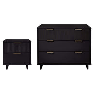 Manhattan Comfort Granville Modern Dresser and Nightstand Set - Black-Modern-Contemporary with a taste of Glam Bedroom Dresser Set. Includes 1 Dresser and 1 Nightstand.