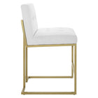 Modway Privy Upholstered Fabric Counter Stool - Gold White - Set of 2-Non-Marking Foot Caps
