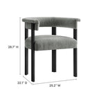Modway Imogen Fabric Upholstered Barrel Dining Chairs - Heathered Weave Grey/Black - 2 Pack-Plywood Frame