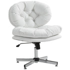 HOMCOM Comfortable Cross Leg Computer Desk Chair with Padded Seat - White-Curved back with button tufted design adds a touch of elegance