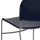 Flash Furniture HERCULES Series Navy Ultra-Compact Stack Chair with Silver Powder Coated Frame-Carrying Handle to better transport