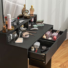 HOMCOM Makeup Vanity Desk with Mirror - 29.5" L x 15" W x 53.1" H - Black-Materials: Particleboard, Glass 