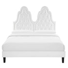 Modway Alexandria Tufté Performance Velours Lit Plateforme Twin Avec Pieds en Bois Noir - Blanc-8