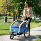 Aosom - Remorque de vélo 2-en-1 pour enfants, poussette bébé pliante - bleu-Grandes roues arrière et roue avant pivotante verrouillable avec suspension pour une conduite en douceur 