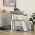 PawHut - Arbre à chat avec perchoir, poteaux à griffer en sisal, coussin, lit - balles suspendues-Les coussins doux et moelleux offrent des endroits confortables pour se prélasser 