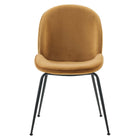 Modway Scoop Black Powder Coated Steel Leg Performance Velvet Dining Chairs - Cognac - 2 Pack-Assembly Required