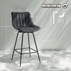 HOMCOM - Tabourets de bar hauteur comptoir 27 po en cuir PU - noir - paquet de 2-La surface en cuir PU imperméable se nettoie facilement d’un simple coup de chiffon, simplifiant vos tâches quotidiennes 
