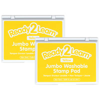 Ready 2 Learn Jumbo Washable Stamp Pad - Yellow - 6.2" L x 4.1" W - 2 Pack-Mess-Free Art Time: The ink in this stamp pad washes off skin with soap and water, which makes clean-up quick and easy.