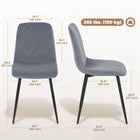 HOMCOM Dining Chairs with Metal Legs for Kitchen - Grey - Set of 4-Protective foot pads prevent scratching on floors