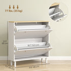 HOMCOM Narrow Shoe Storage Cabinet with Adjustable Shelves - White-Compact design suitable for small areas