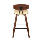 Armen Living - Fox Tabouret de Bar Moderne Mi-Siècle de 65 cm de Hauteur de Comptoir en Similicuir Crème et Bois Noyer-6