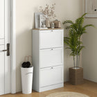 HOMCOM Modern Shoe Cabinet with 3 Flip Drawers for 12-18 Pairs - White-Tabletop offers extra space for display and storage