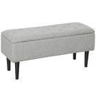 HOMCOM Storage Ottoman with Wooden Legs and 57L Capacity - Grey-Multifunctional indoor decor, can be used as a shoe stool, bed end bench, or entryway bench