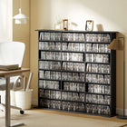 HOMCOM 8-Tier Media Storage Cabinet - Black-Slim design provides generous storage without occupying much space