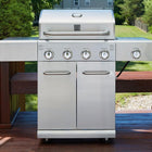 Kenmore - Barbecue au gaz à 4 brûleurs avec brûleur latéral de saisie - Tout en acier inoxydable-1 brûleur latéral de saisie - Céramique rectangulaire - 12 000 BTU.