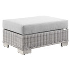 Modway - Conway Terrasse extérieure Rotin en osier Ottoman in Gris clair-Ottoman extérieur patio