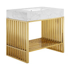 Modway Gridiron 36" Bathroom Vanity - White/Gold-Modern Bathroom Vanity