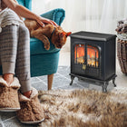 HOMCOM Freestanding Electric Fireplace with LED Flame Effect - Black-Covering an area of 161-215ft², suitable for your living room, bedroom and more 