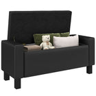 HOMCOM - Ottoman de rangement rembourré en similicuir - noir-2 en 1, un pouf de rangement avec dessus rembourré pouvant servir de siège supplémentaire   
