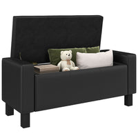 HOMCOM - Ottoman de rangement rembourré en similicuir - noir-2 en 1, un pouf de rangement avec dessus rembourré pouvant servir de siège supplémentaire   