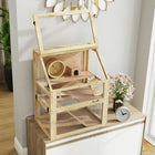 PawHut 30" H 3-Tier Wooden Hamster Cage with Deep Bottom, Hut, Seesaw, Exercise Wheel and Ramps-Buckle-connected layers for easy cleaning and maintenance 