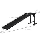 PawHut 74" L Pet Ramp with Non-slip Carpet - Black-Anti-slip carpet on the ramp ensures safety 