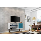 Manhattan Comfort Liberty 42.52" TV Stand, White/Aqua Blue (212BMC63)-Upon Assembly, Measures: 42.52 in. Length, 25.8 in. Height, 14.17 in Depth.