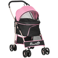 PawHut - Poussette pour animaux à 4 roues 3 en 1, chariot pliable pour chien et chat-Peut être utilisé comme poussette pour chiot, sac de transport ou siège auto 