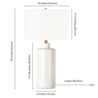 Hudson&Canal Carlina 25" Tall Ceramic Table Lamp with Fabric Shade - Matte White/White-Includes a 6 ft. cord with rotary socket switch