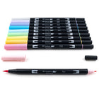 Tombow - Stylos à double pointe, couleurs pastel, paq./10-Encre à base d'eau sans odeur, sans maculage