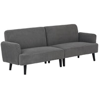 HOMCOM Modern 3 Seater Corduroy Sofa Couch with Rubberwood Legs - Grey-Upholstered in soft corduroy fabric, offering a warm and cozy feel