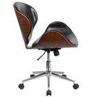 Flash Furniture – Chaise de conférence pivotante à dossier moyen en bois de noyer et en cuir noir (SDSDM22405BK)-Dossier mi-hauteur