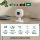 Blink Mini 2K+ Plug in Home and Pet Security Camera with with 2 cameras - White-Two-way talk that feels natural — Enjoy improved audio with noise cancellation for clearer conversations around your home, making it feel like you're there in person
