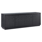 Hudson&Canal - Meuble TV Presque pour téléviseurs jusqu'à 75" - Grain noir-Comprend quatre portes biseautées avec des armoires fermées et 4 étagères pour un grand rangement