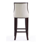 Manhattan Comfort - Tabouret de bar Fifth Avenue 19" traditionnel en similicuir capitonné - blanc perle et noyer-Livré chez vous entièrement assemblé ! Aucun assemblage requis