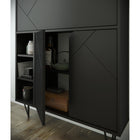 Nexera Slim Bar Cabinet - Secretary Bookcase Desk With Storage - Black-10