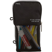 Five Star Stand-N-Store Pencil Pouch - Black/Grey-Black/Grey