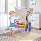 Qaba - Chevalet d’art en bois 3 en 1 pour enfants avec rouleau de papier, tableau double face craie & tableau blanc - rose-Peut développer la capacité de dessin et d'écriture de l'enfant 