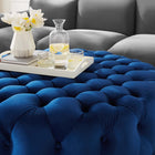 Modway Amour Tufted Button Large Round Performance Velvet Ottoman - Navy-Dense Foam Padding