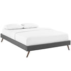 Modway Helen Fabric Queen Bed Frame with Round Splayed Legs - Grey-Center Rail with Support Two Legs
