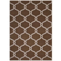 Modway Beltara Chain Link Transitional Trellis Area Rug - 8 ft W x 10 ft L - Dark Tan/Beige-Chain Link TransitionalArea Rug