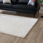 Modway Enyssa Solid Shag Area Rug - 5 ft W x 8 ft L - Ivory White-100% Polypropylene