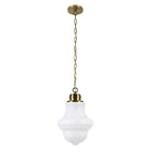 Hudson&Canal - Suspension Annie , 23 cm de large, avec abat-jour en verre - Laiton/blanc lait-Design moderne et contemporain pour votre entrée, votre foyer ou votre cuisine
