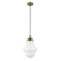 Hudson&Canal - Suspension Annie , 23 cm de large, avec abat-jour en verre - Laiton/blanc lait-Design moderne et contemporain pour votre entrée, votre foyer ou votre cuisine