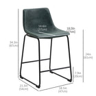 HOMCOM Counter Height Bar Stools with Back - Dark Green - 2 Pack-Easy cleaning with a simple wipe down with a damp cloth
