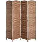 HOMCOM 4 Panels Hand-Woven Freestanding Room Divider for Home Office - Natural-Great for creating a personal space or dividing up large rooms
