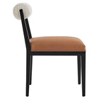 Modway Kai Boucle and Vegan Leather Dining Chair - Pearl/Tan/Black-No Assembly Required