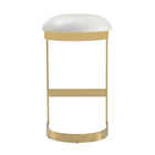 Manhattan Comfort Aura 16.54" Modern Faux Leather Upholstered Bar Stool - White and Polished Brass-Delivered to you Fully Assembled! No Assembly Required