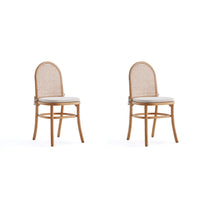 Manhattan Comfort Paragon 17.52" Industry Chic Upholstered Dining Chair - Nature and Oatmeal - Set of 2-Modern - Industry Chic Cane Dining Chair Perfect for Dining Room Use. Set of 2